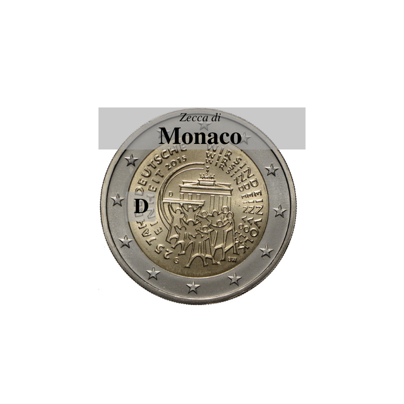 Germania 2015 - 2 euro commemorativo 25° anniversario della riunificazione tedesca - zecca di Monaco D