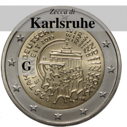 Germania 2015 - 2 euro commemorativo 25° anniversario della riunificazione tedesca - zecca di Karlsruhe G