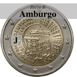 Germania 2015 - 2 euro commemorativo 25° anniversario della riunificazione tedesca - zecca di Amburgo J