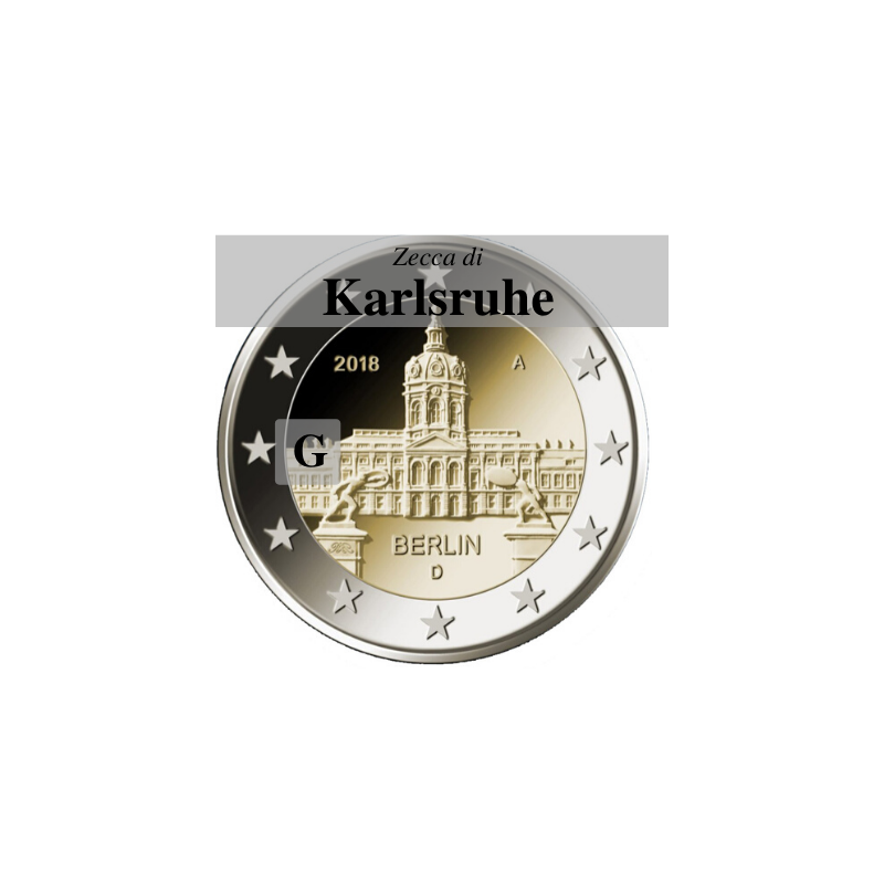Germania 2018 - 2 euro commemorativo castello di Charlottenburg, 13° moneta dedicata ai Lander tedeschi - zecca di Karlsruhe G