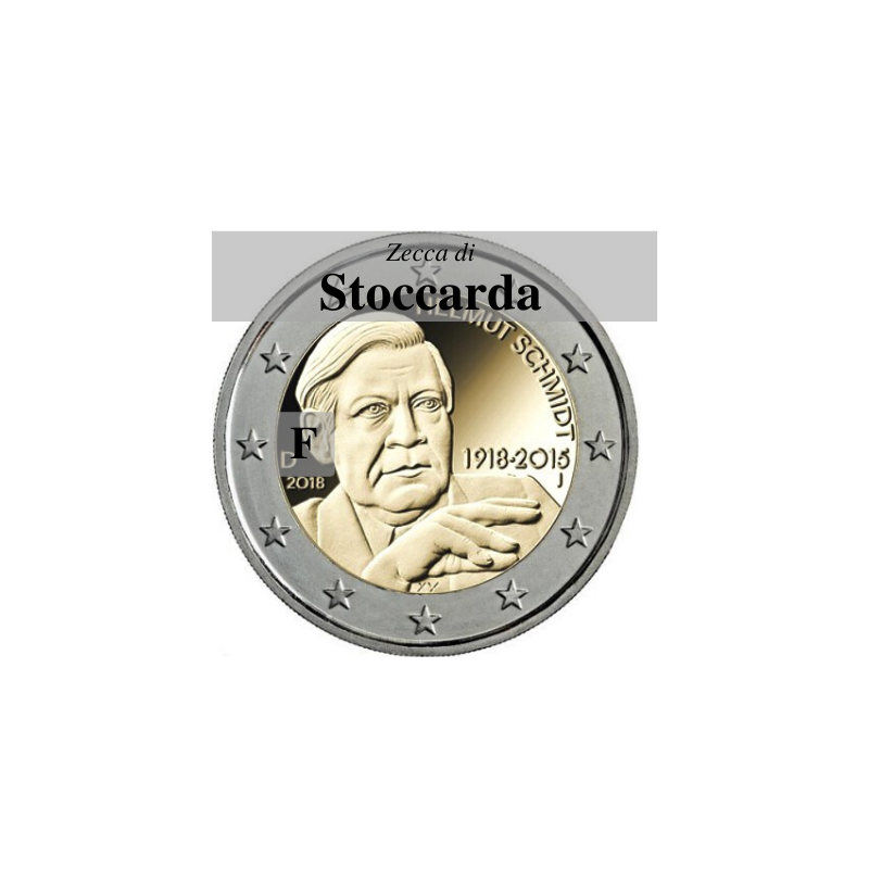 Germania 2018 - 2 euro commemorativo 100° anniversario dalla nascita di Helmut Schmidt - zecca di Stoccarda F