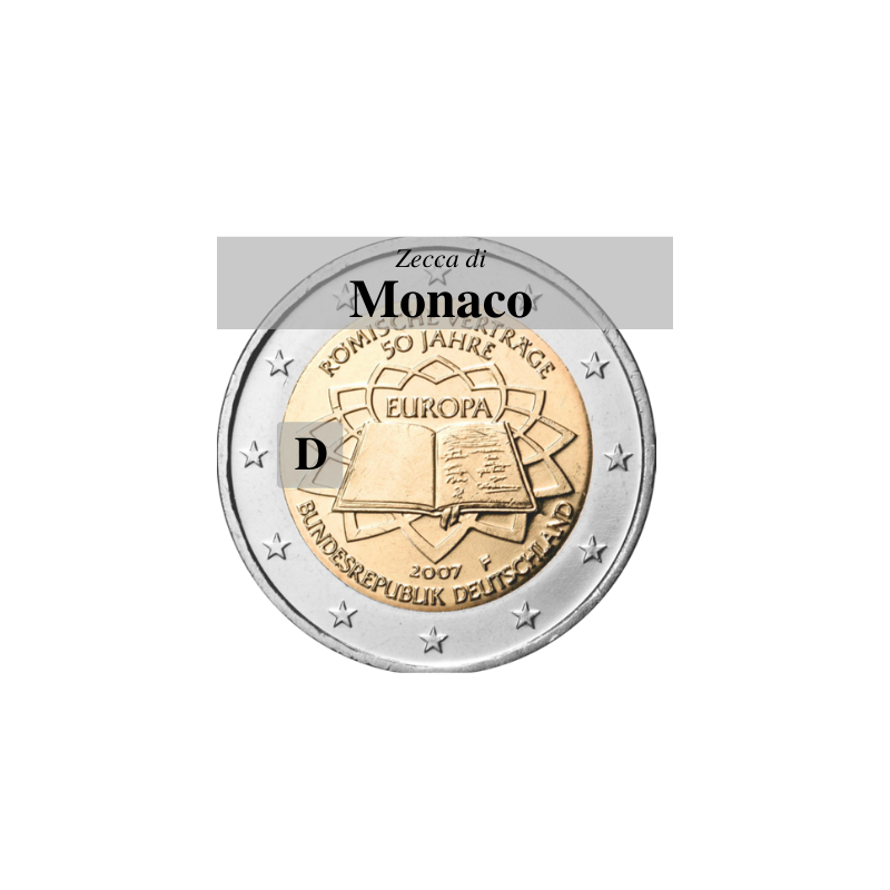 Germania 2007 - 2 euro commemorativo 50° anniversario della firma del Trattato di Roma - zecca di Monaco D