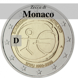 Germania 2009 - 2 euro commemorativo 10° anniversario dell'Unione Economica e Monetaria - zecca di Monaco D