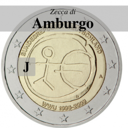 Germania 2009 - 2 euro commemorativo 10° anniversario dell'Unione Economica e Monetaria - zecca di Amburgo J