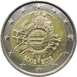 Belgio 2012 - 2 euro commemorativo 10° anniversario dell'introduzione in circolazione delle banconote e monete euro.
