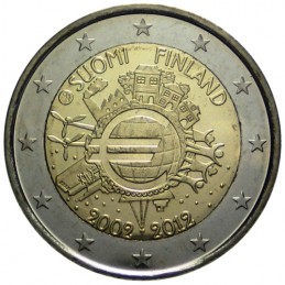 Finlandia 2012 - 2 euro commemorativo 10° anniversario dell'introduzione in circolazione delle banconote e monete euro.