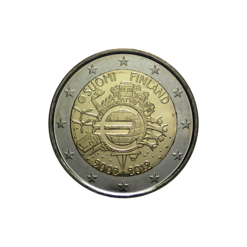 Finlandia 2012 - 2 euro commemorativo 10° anniversario dell'introduzione in circolazione delle banconote e monete euro.
