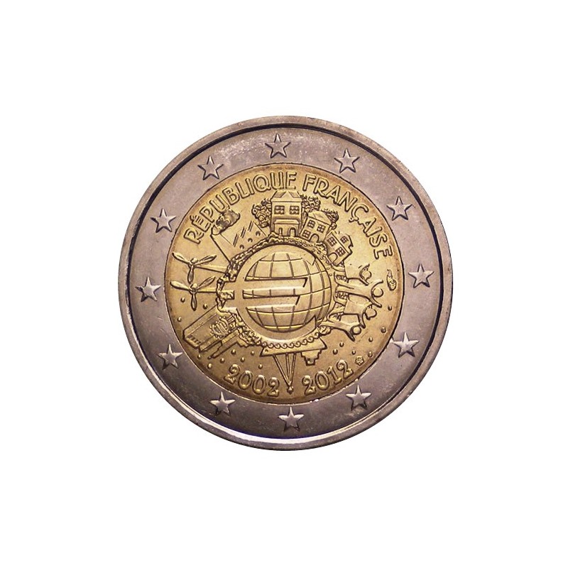 Francia 2012 - 2 euro commemorativo 10° anniversario dell'introduzione in circolazione delle banconote e monete euro.