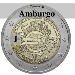 Germania 2012 - 2 euro commemorativo 10° anniversario dell'introduzione delle banconote e monete euro - zecca di Amburgo J